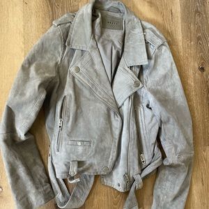 Grey Leather Moto Jacket - image 1